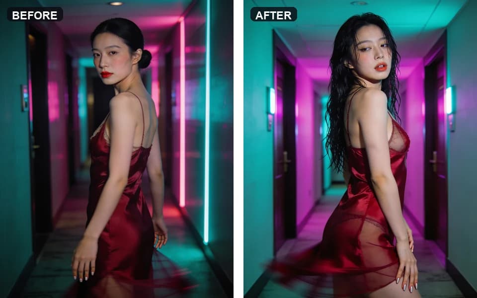 Before and after from a private studio face swap